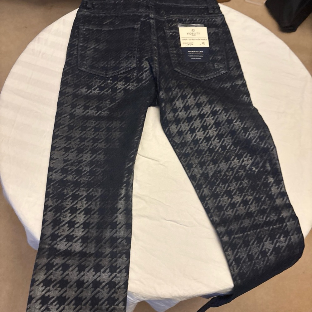 Fidelity Dark Blue and Gray Houndstooth Jeans